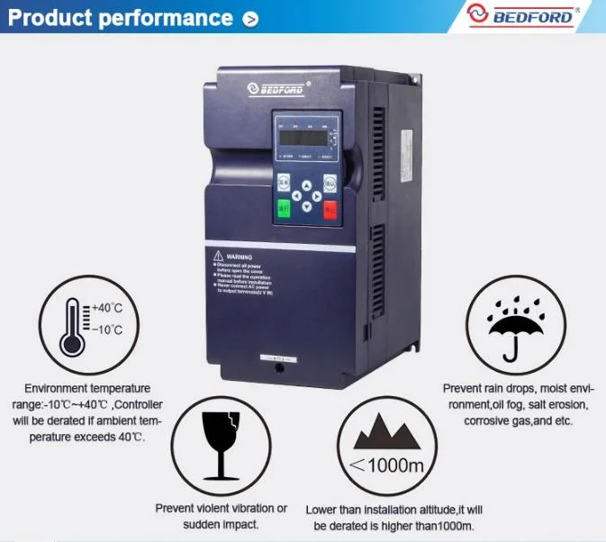 Bedford IP20/in: AC 3pH 380V/out: 3pH 380V/2.2kw/5.1A Water Pump Inverter Controller with CE/ISO9001/Is014001/ISO45001